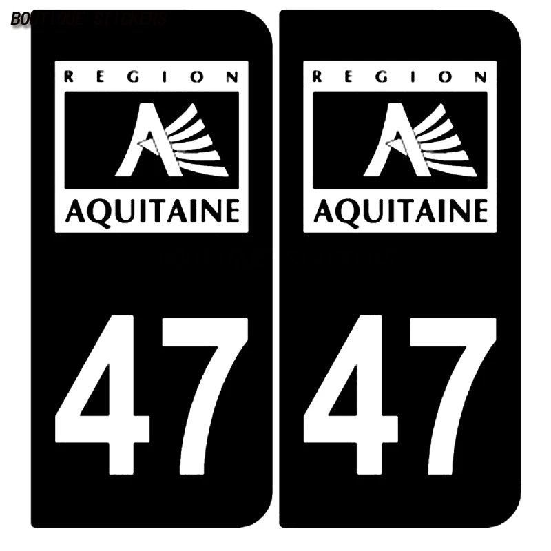 Exquisite license plate sticker logo area+F license plate 47 Nouvelle Aquitaine department F+47 2009, 2018  waterproof PVC decal