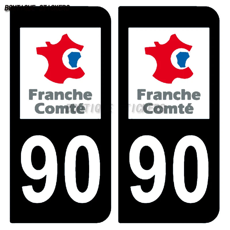 2Pcs Exquisite 90 province license plate sticker F90 for car, RV, off-road vehicle, waterproof PVC sticker in Belfort, France