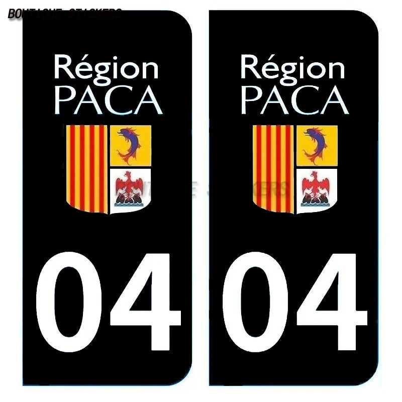 Division des plaques d'immatriculation région F04 PACA  License Plate Department F04 PACA License Plate Stickers