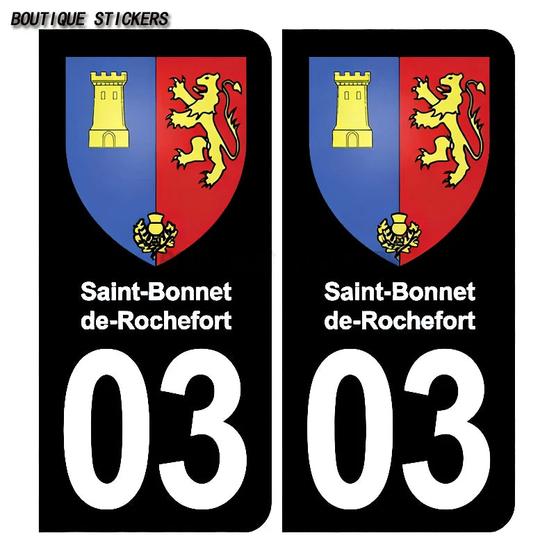 License Plate Stickers France03 Vichy Yzeure Moulins Cusset Saint-Germain-des-Fossés blason Saint-Bonnet-de Prémilhat Broût