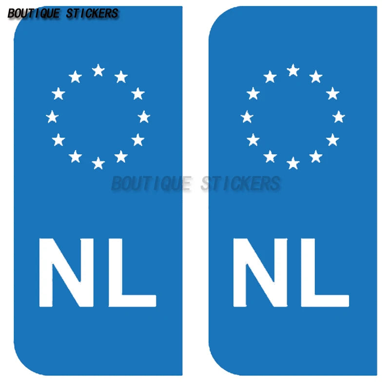 2Pcs NL PL PT RO Exquisite License Plate Stickers Waterproof PVC Stickers Car Truck RV Off road Vehicle Stickers