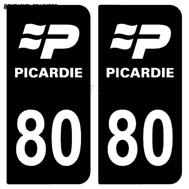 2Pcs Exquisite French Upper France 80 Somme Province license plate sticker F80 car off-road vehicle RV waterproof PVC sticker