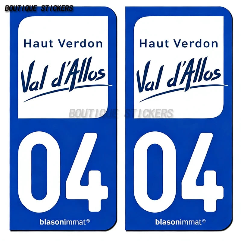 French license plate sticker on Provence Alpes 04 Manosco Alos Valley - Upper Verdun waterproof PVC car, motorcycle, RV sticker