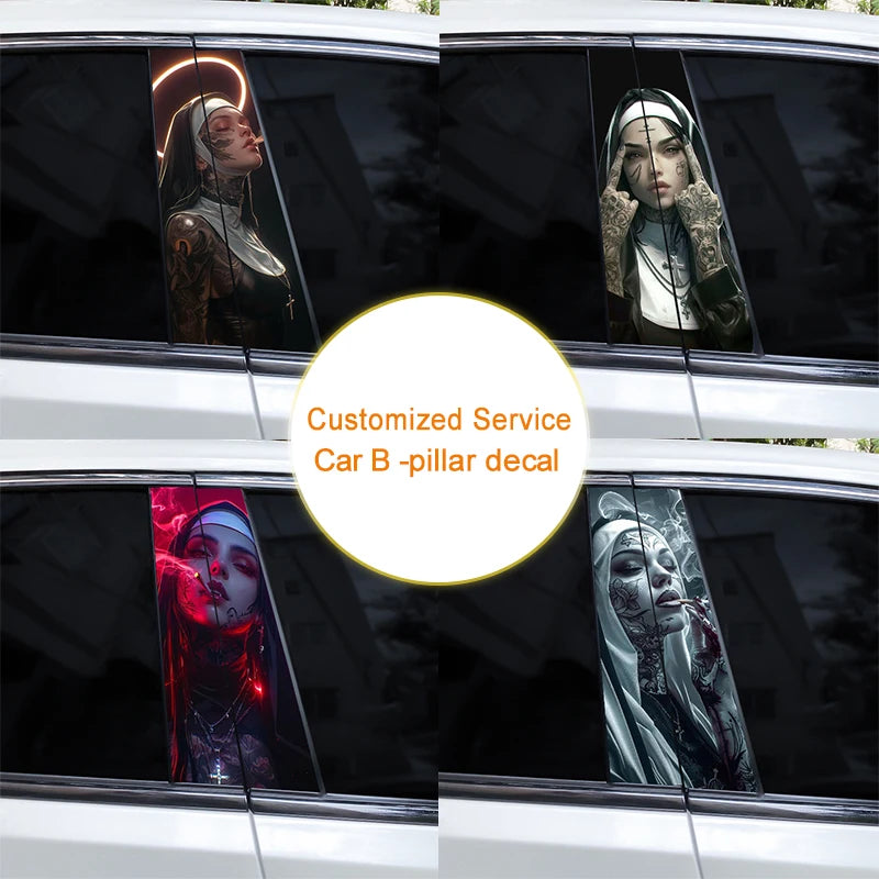 2pcs Nun Car Sticker
