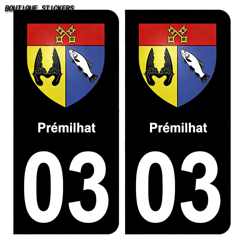 License Plate Stickers France03 Vichy Yzeure Moulins Cusset Saint-Germain-des-Fossés blason Saint-Bonnet-de Prémilhat Broût