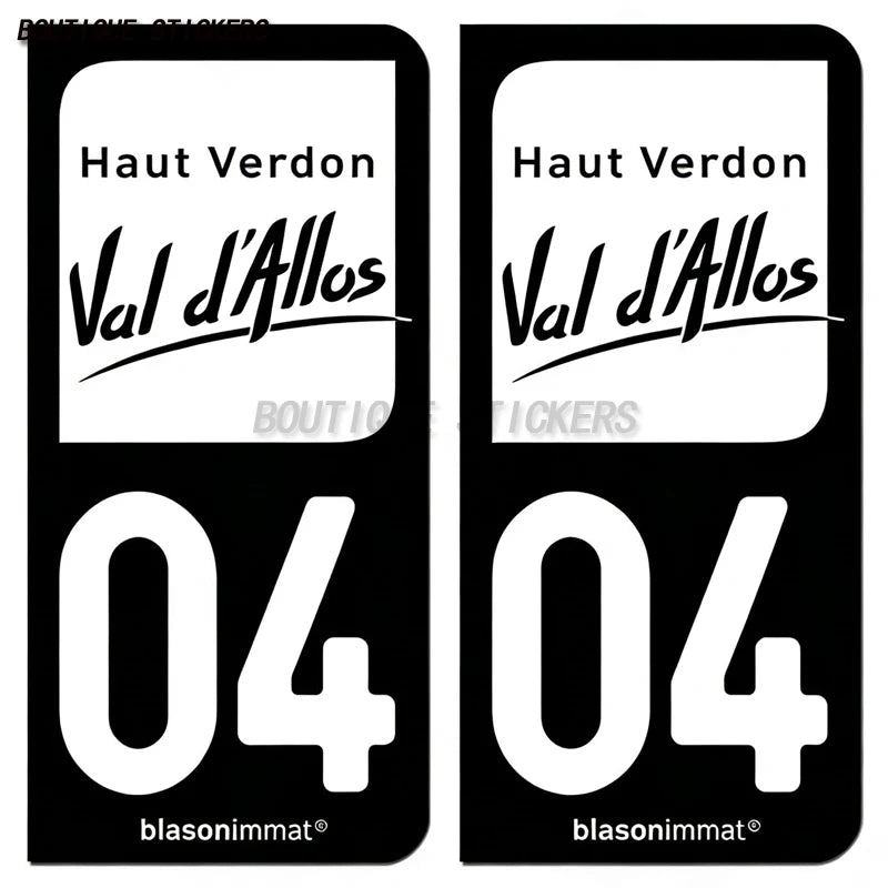 French license plate sticker on Provence Alpes 04 Manosco Alos Valley - Upper Verdun waterproof PVC car, motorcycle, RV sticker