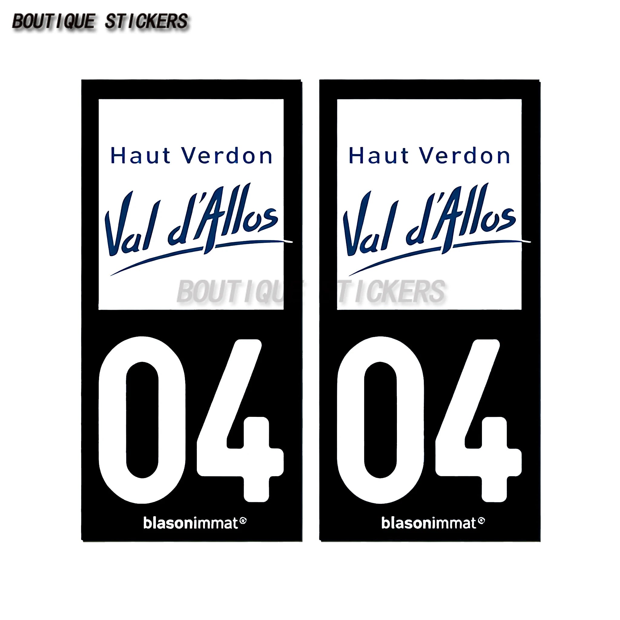 French license plate sticker on Provence Alpes 04 Manosco Alos Valley - Upper Verdun waterproof PVC car, motorcycle, RV sticker