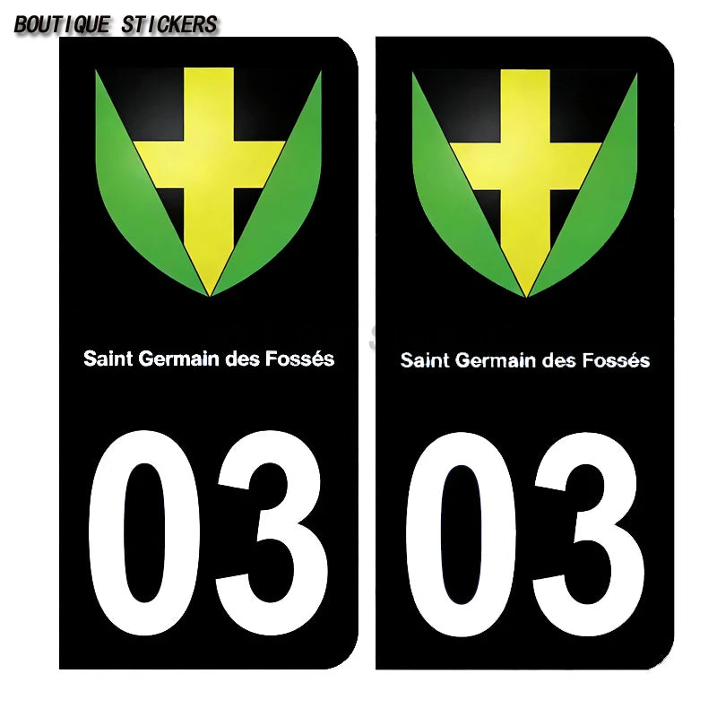 License Plate Stickers France03 Vichy Yzeure Moulins Cusset Saint-Germain-des-Fossés blason Saint-Bonnet-de Prémilhat Broût