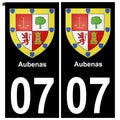 2PcsExquisite French licenseplate stickers in 07Vallon-Pont-d'Arc - Armoiries - Privas - Aubenas-Annonay Auto MotoPVCautocollant