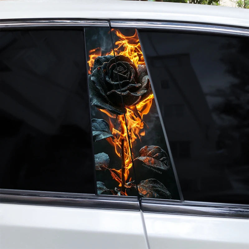 2pcs Flame Rose Car