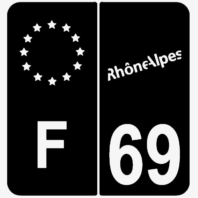2Pcs Exquisite license plate sticker French Alpine F69 car RV off-road vehicle waterproof PVC sticker