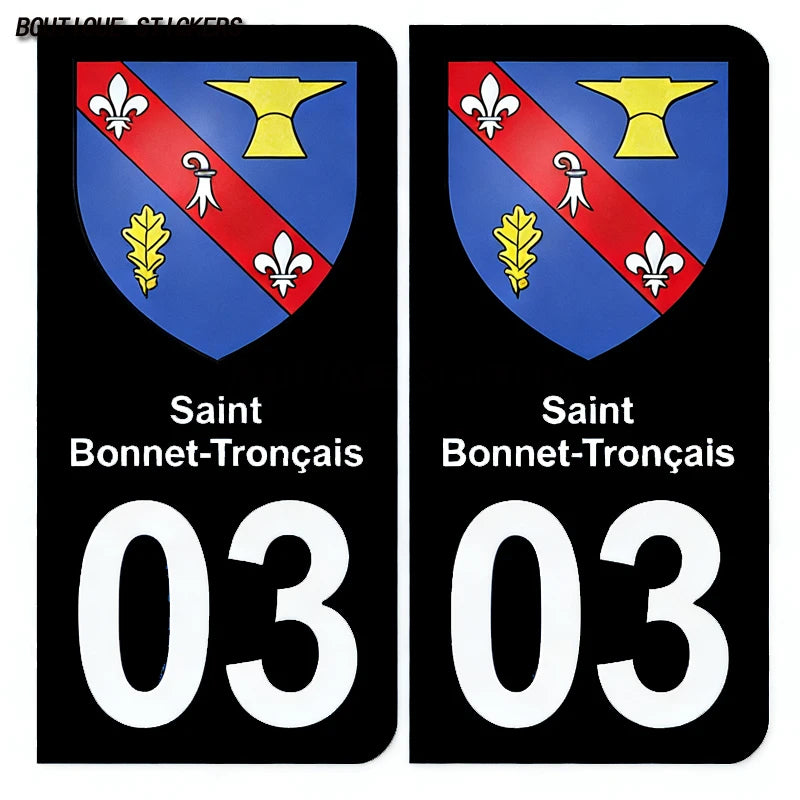 License Plate Stickers France03 Vichy Yzeure Moulins Cusset Saint-Germain-des-Fossés blason Saint-Bonnet-de Prémilhat Broût