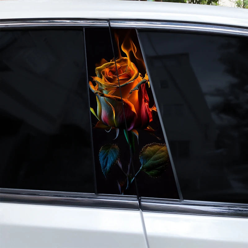 2pcs Flame Rose Car