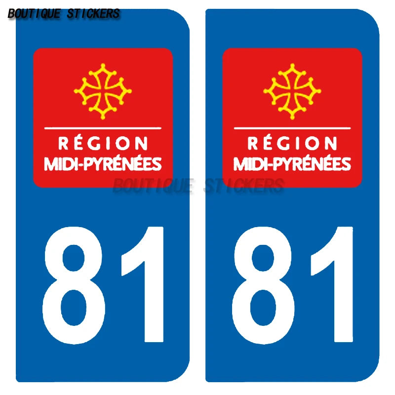 2PcsExquisite French Pyr é n é es region, Tarn province license plate sticker F81 car off-road vehicle RV waterproof PVC sticker