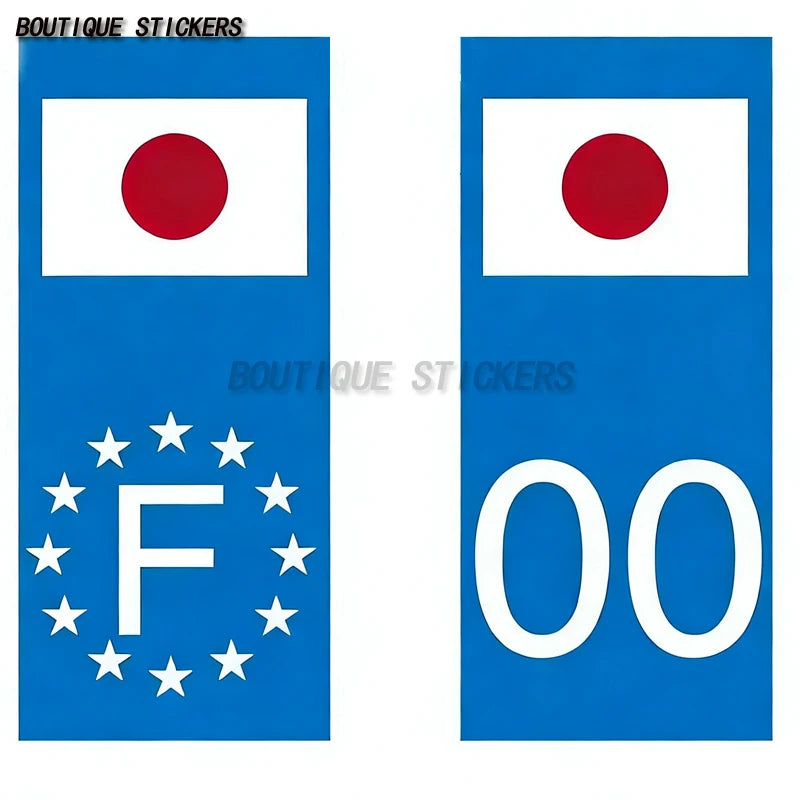 2Pcs European country flags, Switzerland, Russia, Germany, Spain, United States, license plate stickers, waterproof PVC stickers