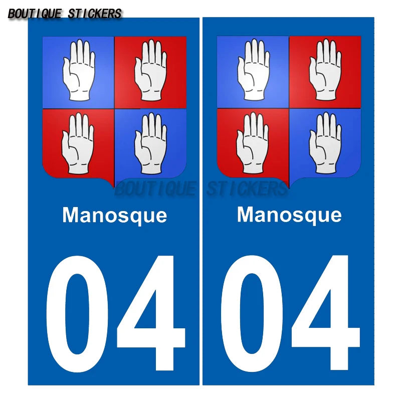 French license plate sticker on Provence Alpes 04 Manosco Alos Valley - Upper Verdun waterproof PVC car, motorcycle, RV sticker