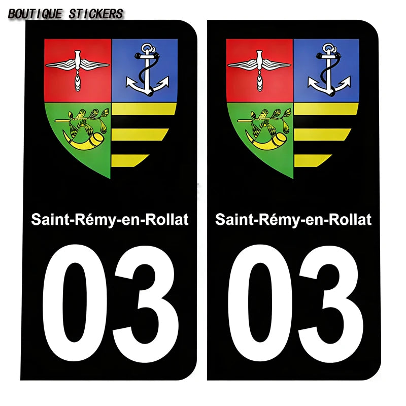 License Plate Stickers France03 Vichy Yzeure Moulins Cusset Saint-Germain-des-Fossés blason Saint-Bonnet-de Prémilhat Broût