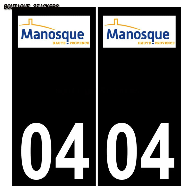 French license plate sticker on Provence Alpes 04 Manosco Alos Valley - Upper Verdun waterproof PVC car, motorcycle, RV sticker