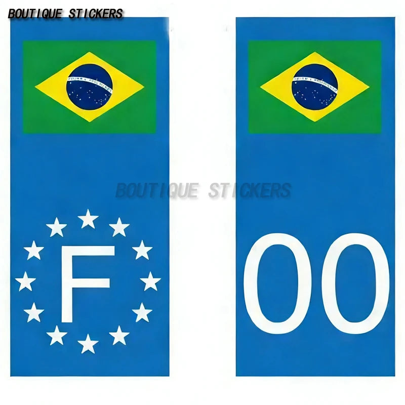 2Pcs European country flags, Switzerland, Russia, Germany, Spain, United States, license plate stickers, waterproof PVC stickers
