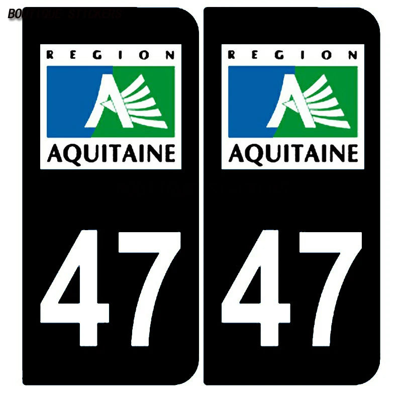 Exquisite license plate sticker logo area+F license plate 47 Nouvelle Aquitaine department F+47 2009, 2018  waterproof PVC decal