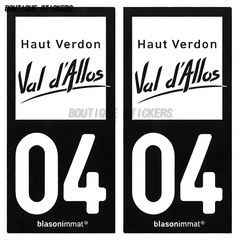 French license plate sticker on Provence Alpes 04 Manosco Alos Valley - Upper Verdun waterproof PVC car, motorcycle, RV sticker