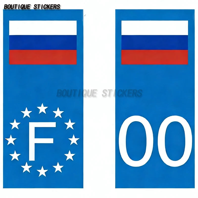 2Pcs European country flags, Switzerland, Russia, Germany, Spain, United States, license plate stickers, waterproof PVC stickers