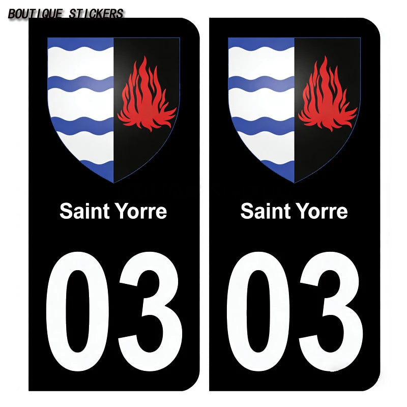 License Plate Stickers France03 Vichy Yzeure Moulins Cusset Saint-Germain-des-Fossés blason Saint-Bonnet-de Prémilhat Broût