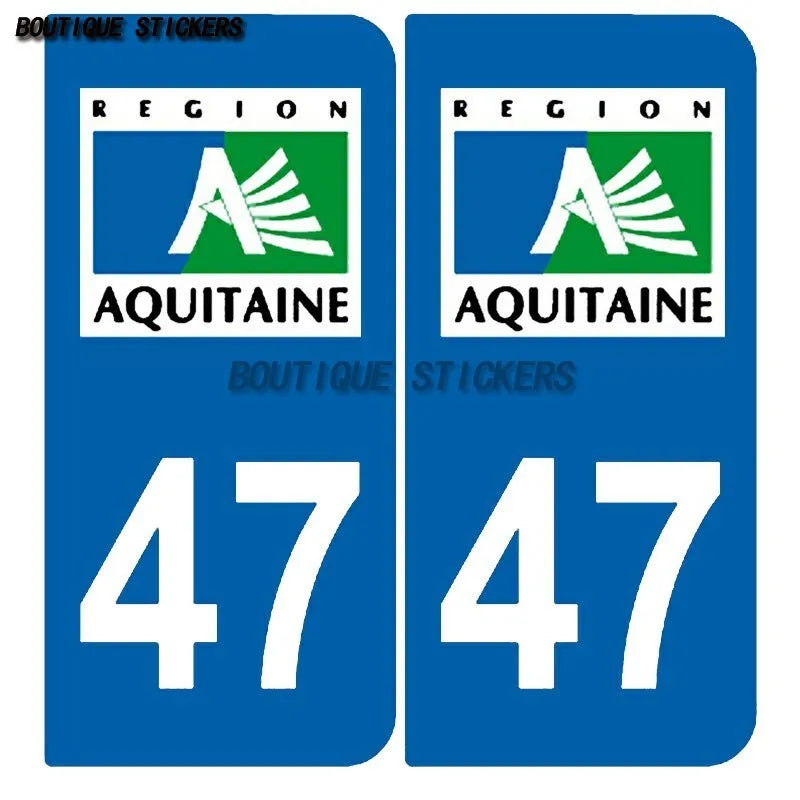 Exquisite license plate sticker logo area+F license plate 47 Nouvelle Aquitaine department F+47 2009, 2018  waterproof PVC decal