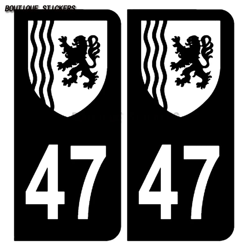 Exquisite license plate sticker logo area+F license plate 47 Nouvelle Aquitaine department F+47 2009, 2018  waterproof PVC decal