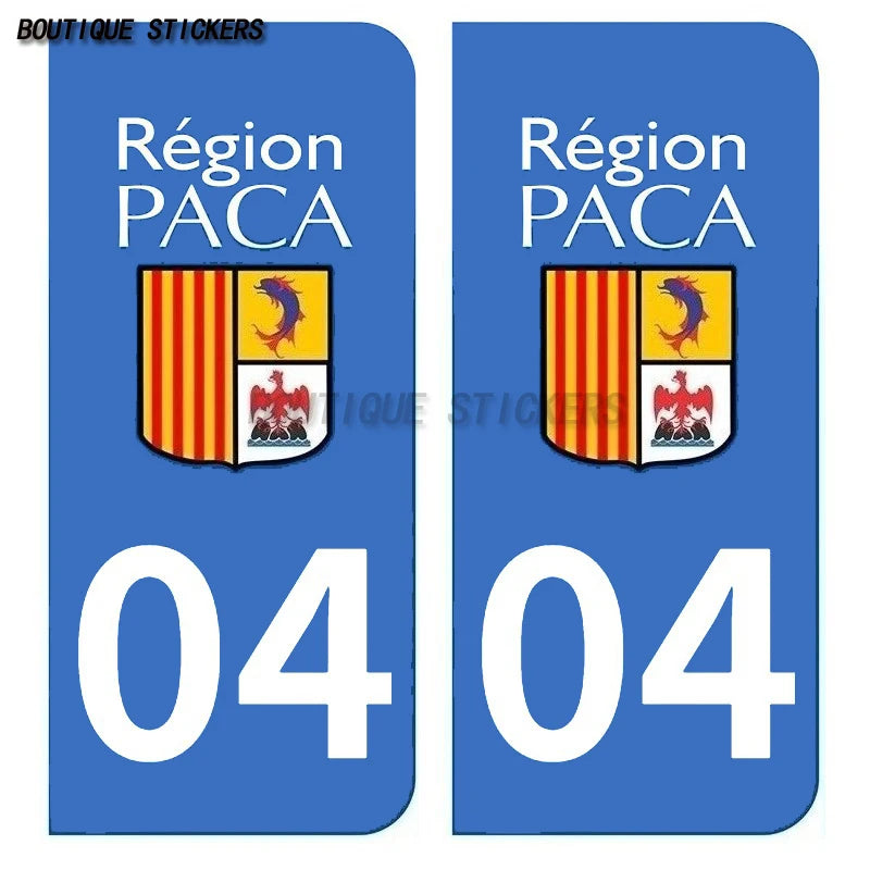 Division des plaques d'immatriculation région F04 PACA  License Plate Department F04 PACA License Plate Stickers