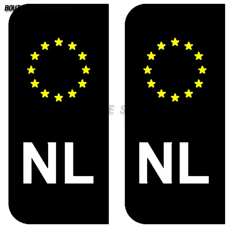 2Pcs NL PL PT RO Exquisite License Plate Stickers Waterproof PVC Stickers Car Truck RV Off road Vehicle Stickers